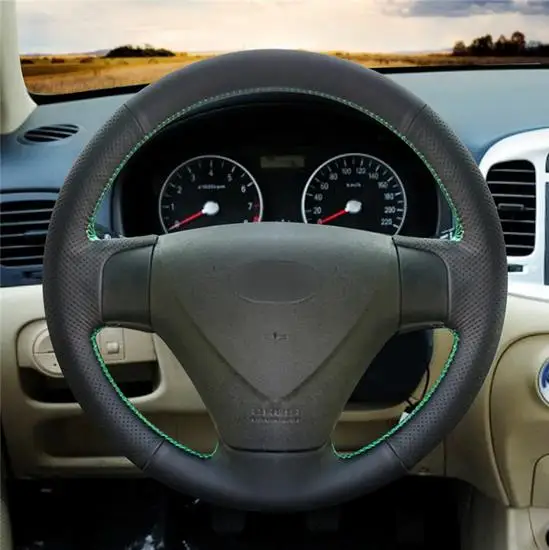 Черная крышка рулевого колеса из искусственной кожи для Kia Rio Rio5 2006-2009 hyundai Accent