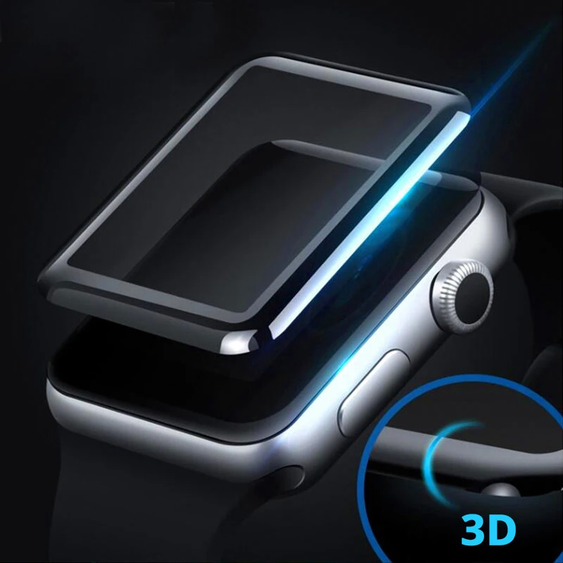3D полное покрытие твёрдый край закаленное стекло экран протектор для Apple Watch 40 44