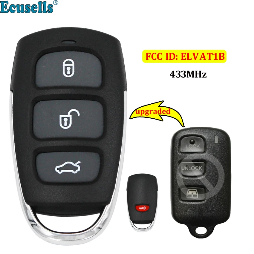 

Upgraded Remote Car Key Fob 3+1 Buttons 433MHZ for Toyota RAV4 4Runner Land Cruiser Sequoia FCC ID: ELVAT1B ELVATDD