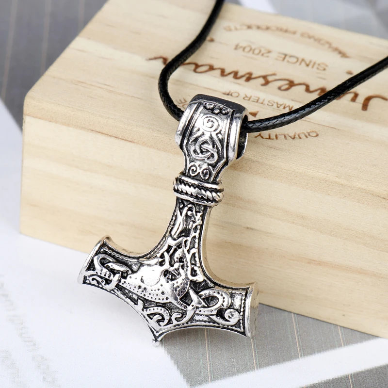 Ювелирные изделия викингов ожерелье с кулоном в виде молотка цепочка из кожаного