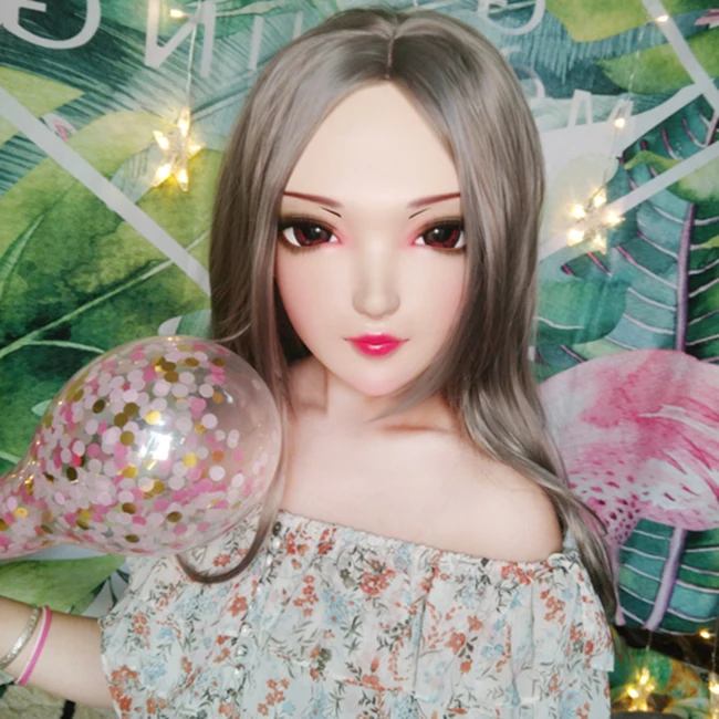 (Zi 06) Женская милая девочка резиновая полуголовая маска кигуруми с BJD глазами