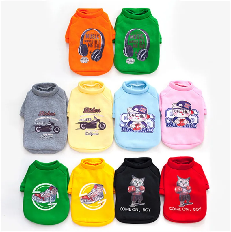 Warm Dog Clothes Cartoon Printed Pure Color Velvet Sweater For Teddy Chihuahua Small Big Cats Downs and Parkas 17121278 |