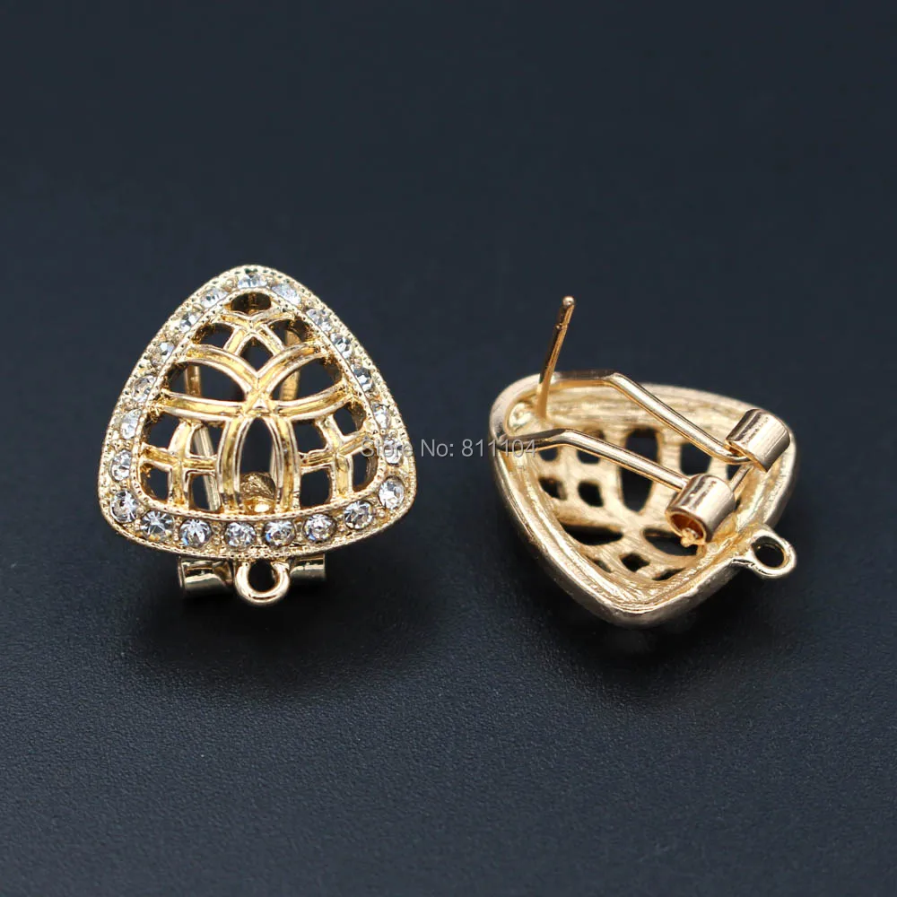 Серьги-гвоздики клипсы Post филигранная треугольная основа с петлей вешалка