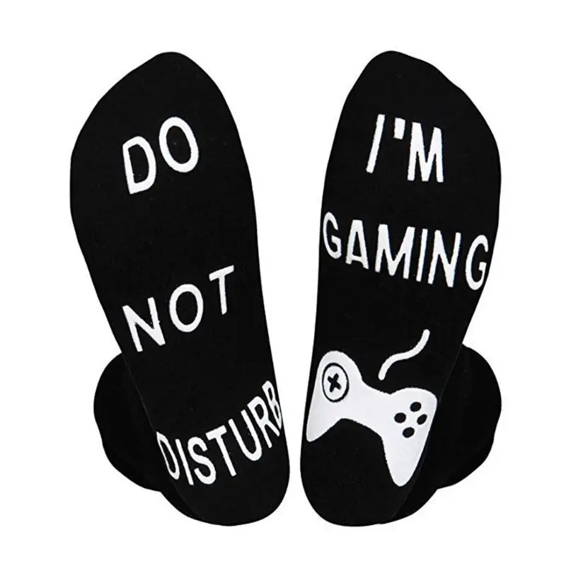 

EY Women Men Unisex Winter Cotton Long Ankle Socks Funny Words Bottom Gamer Lover Gift Harajuku Solid Color Home Floor Warmer