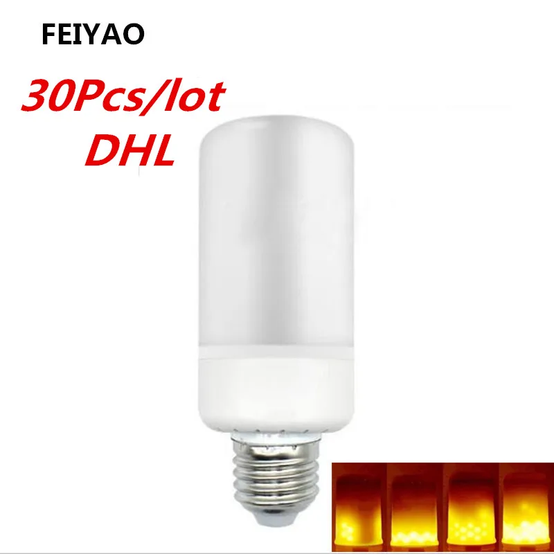 FEIYAO DHL Светодиодная лампа пламени AC85V-265V E27 E26 E14 7 Вт моделирование горение