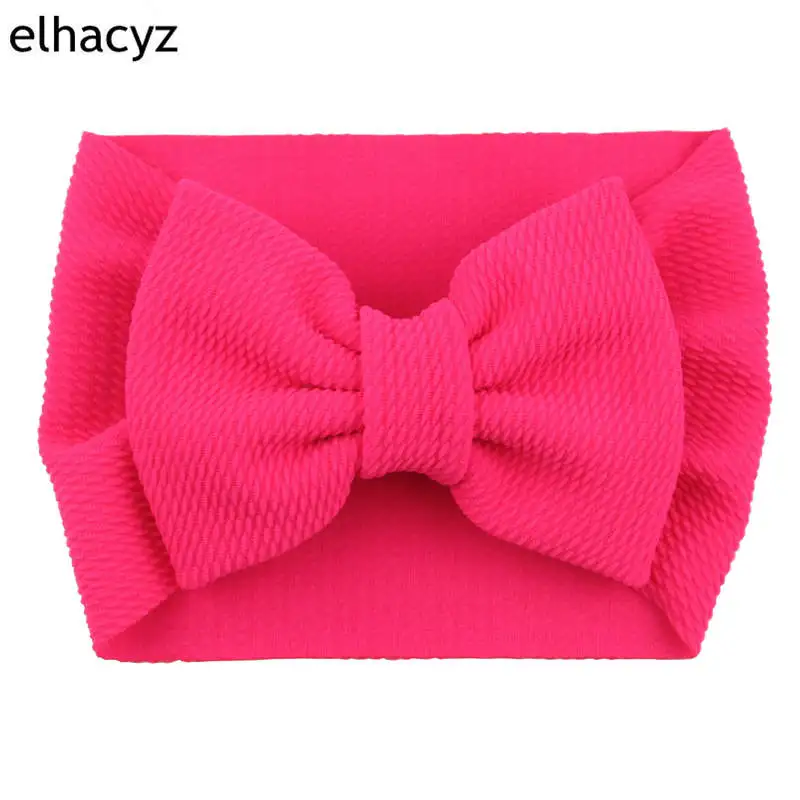 14 New Arrival Turban Popular 5'' Big Hair Bow Headband For Girls Headwrap Textured Fabric Elastic Kids DIY Hair Accessories - Цвет: 14