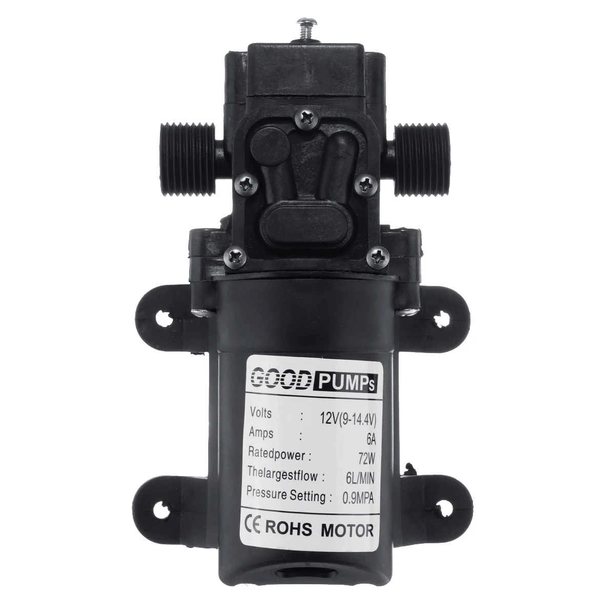 Reflux Switch DC 12 В 130PSI 6 л/мин Электрический водяной насос черный микро высокого давления мембранный Водяной насос садовый опрыскиватель Автомойка 12 В - Напряжение: Reflux Switch