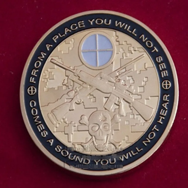 5 шт Снайпер американская милиция солдат тема монеты позолоченный значок 40 мм