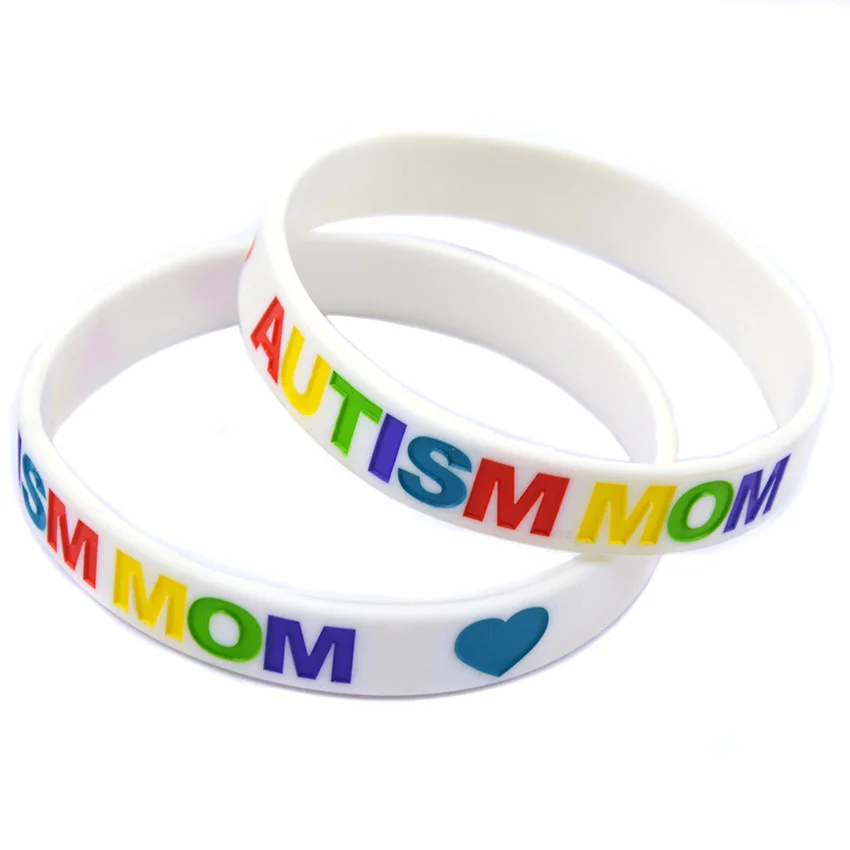 OBH 50PCS Love Autism DAD and MOM Silicone Bracelet White Black | Украшения и аксессуары