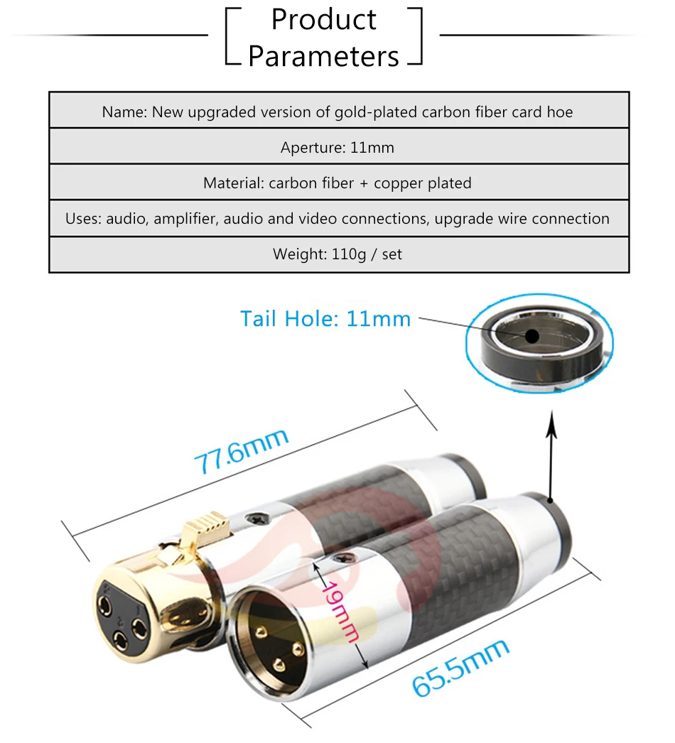 XLR 3 Pin аудио разъемы XLR Мужской Женский Разъем адаптер динамик разъем аудио DIY углеродного волокна позолоченный Hifi штекер