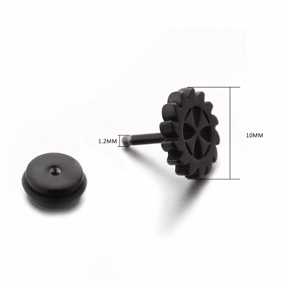 Fashion Black Cross Earring Stud for Men Unisex Particular Male Ear Piercing Jewelry Masculine Accessories 1 Pair | Украшения и
