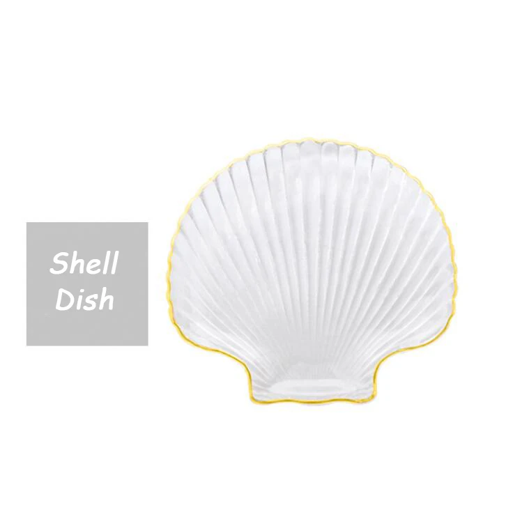 Shell Dish Techome необычный, прозрачный океан серии стеклянная пластина набор миска Золотая Сторона стекло посуда для фруктов блюдо для закусок Главная блюдо чаша - Цвет: Shell Dish