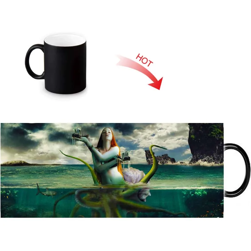 Забавная дорожная кружка русалка 12 унций чашка для кофе молока чая новинка