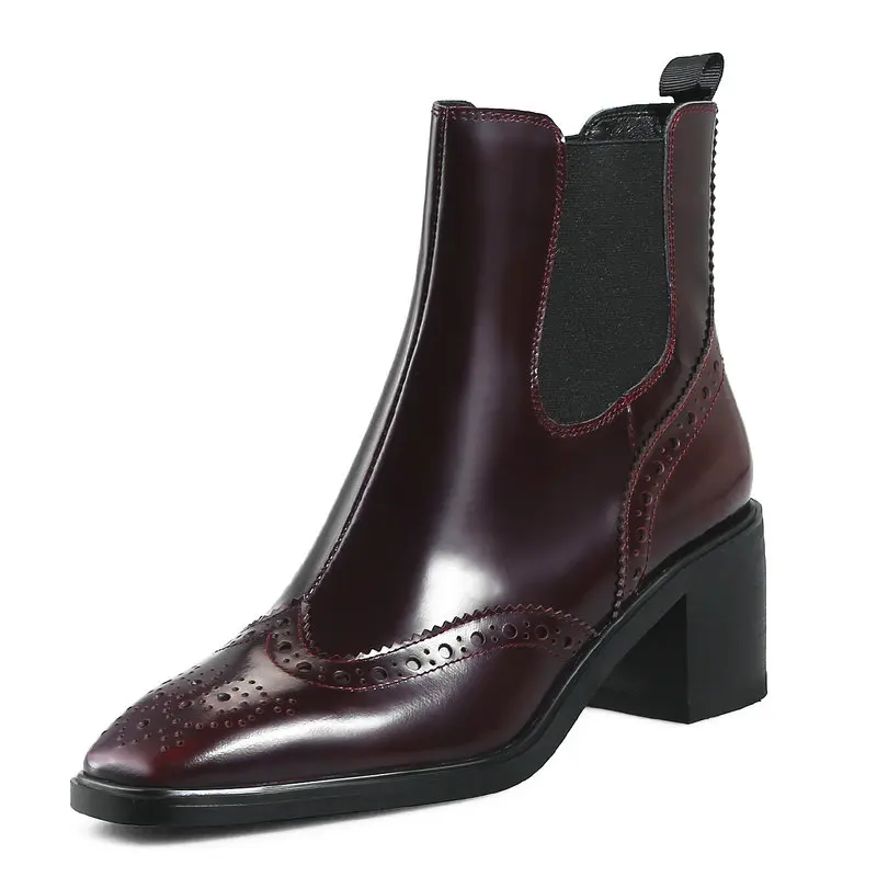 Модные Винтажные Роскошные полусапожки из натуральной кожи женские ботильоны с