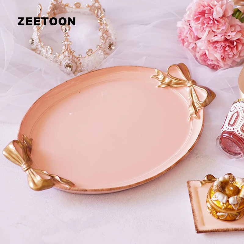 

European Style Decor Plate Natural Resin Jewelry Cosmetic Storage Plates Fruit Cake Nuts Tray Tea Trays Cup Teacup Teapot Dish
