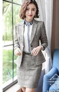 yellow skirt suit Большие размеры, деловые брючные костюмы, высокое качество, набор блейзеров, формальные, для женщин, OL, элегантные, в клетку, 2 предмета, наборы, для интервью, Униформа, куртки - Цвет: yellow skirt suit
