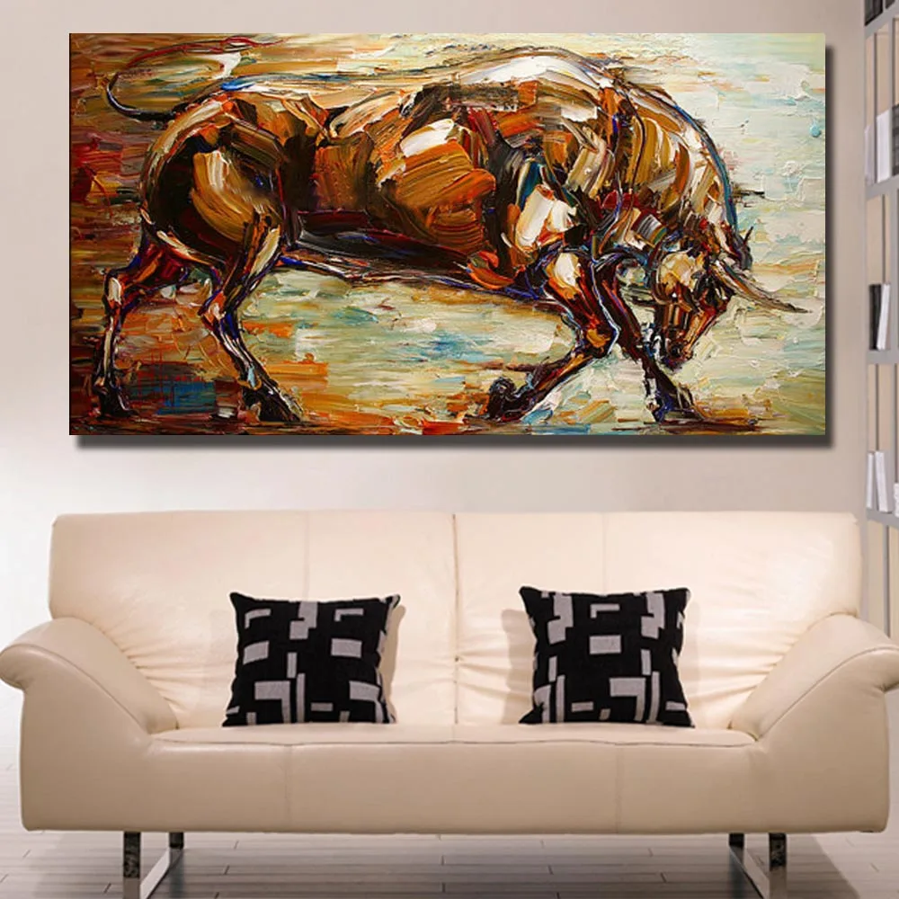 Angry ox wild bull масло для животных расписанное вручную 100 Современное абстрактное