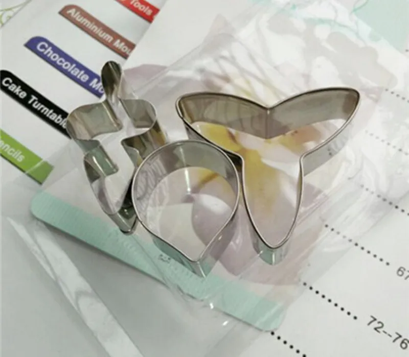 3 шт./компл. формы для торта из нержавеющей стали в виде бабочки орхидеи печенья