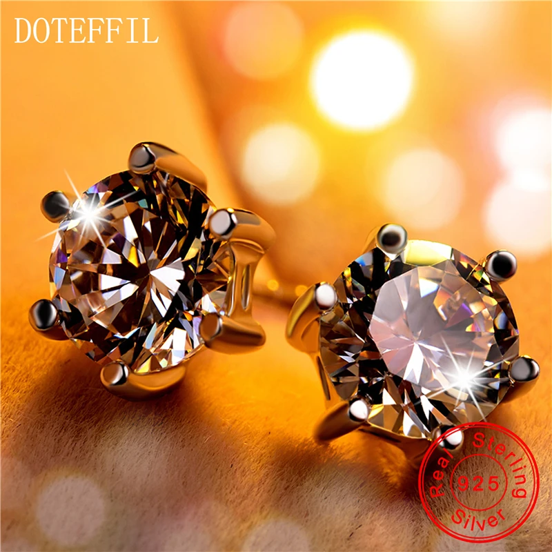 Серьги DOTEFFIL из стерлингового серебра 100% пробы очаровательные женские серьги с