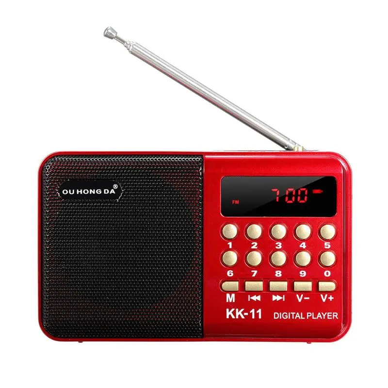 Портативное мини радио K11 перезаряжаемое многофункциональное цифровое FM USB TF mp3