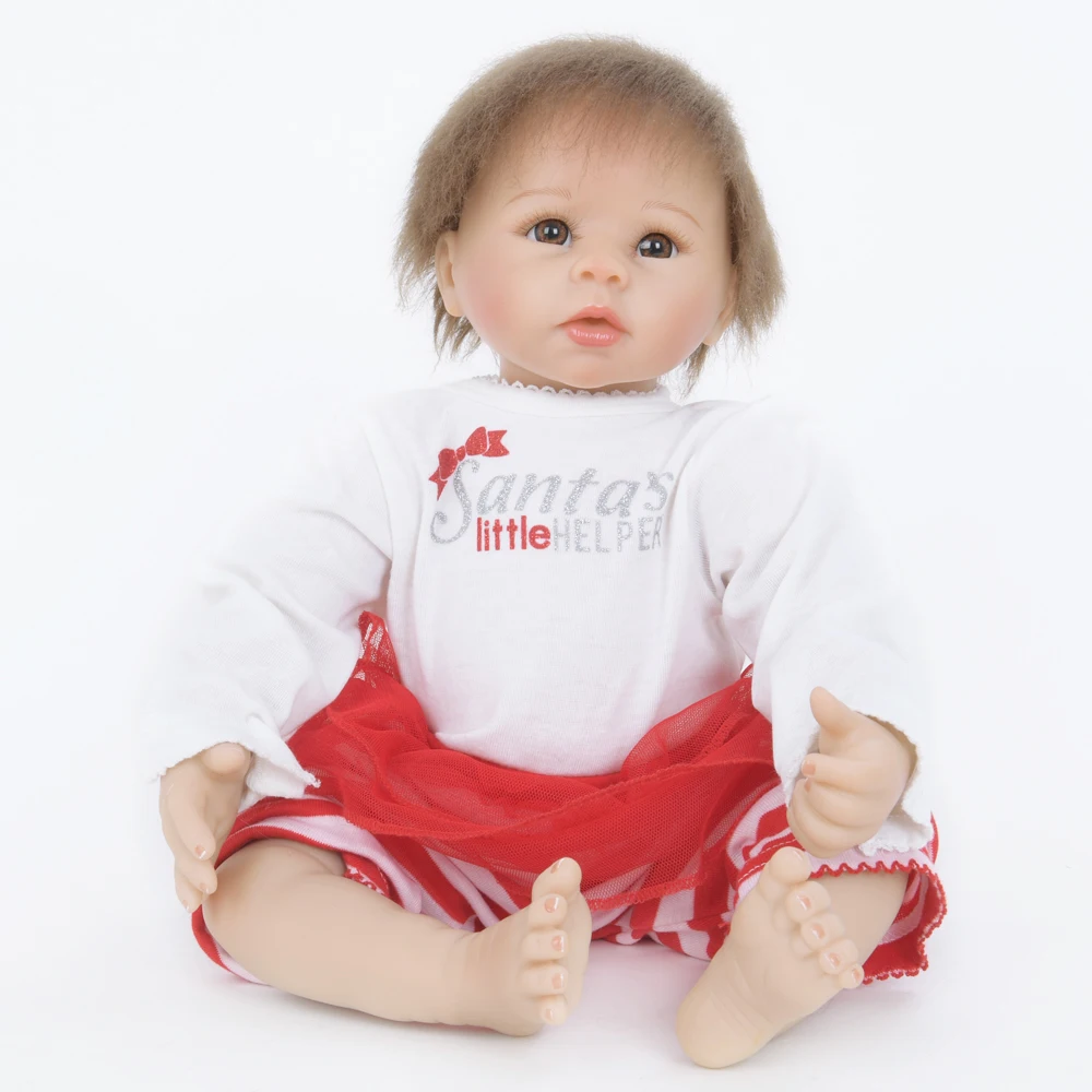 55 см изогнутые волосы мягкая ткань тела Reborn Baby куклы ручной работы кукла для