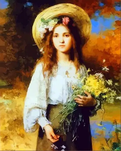 

Cioioil-X611, европейская девушка, держащая цветы, сделай сам, картина маслом по номерам для домашнего декора, уникальный подарок