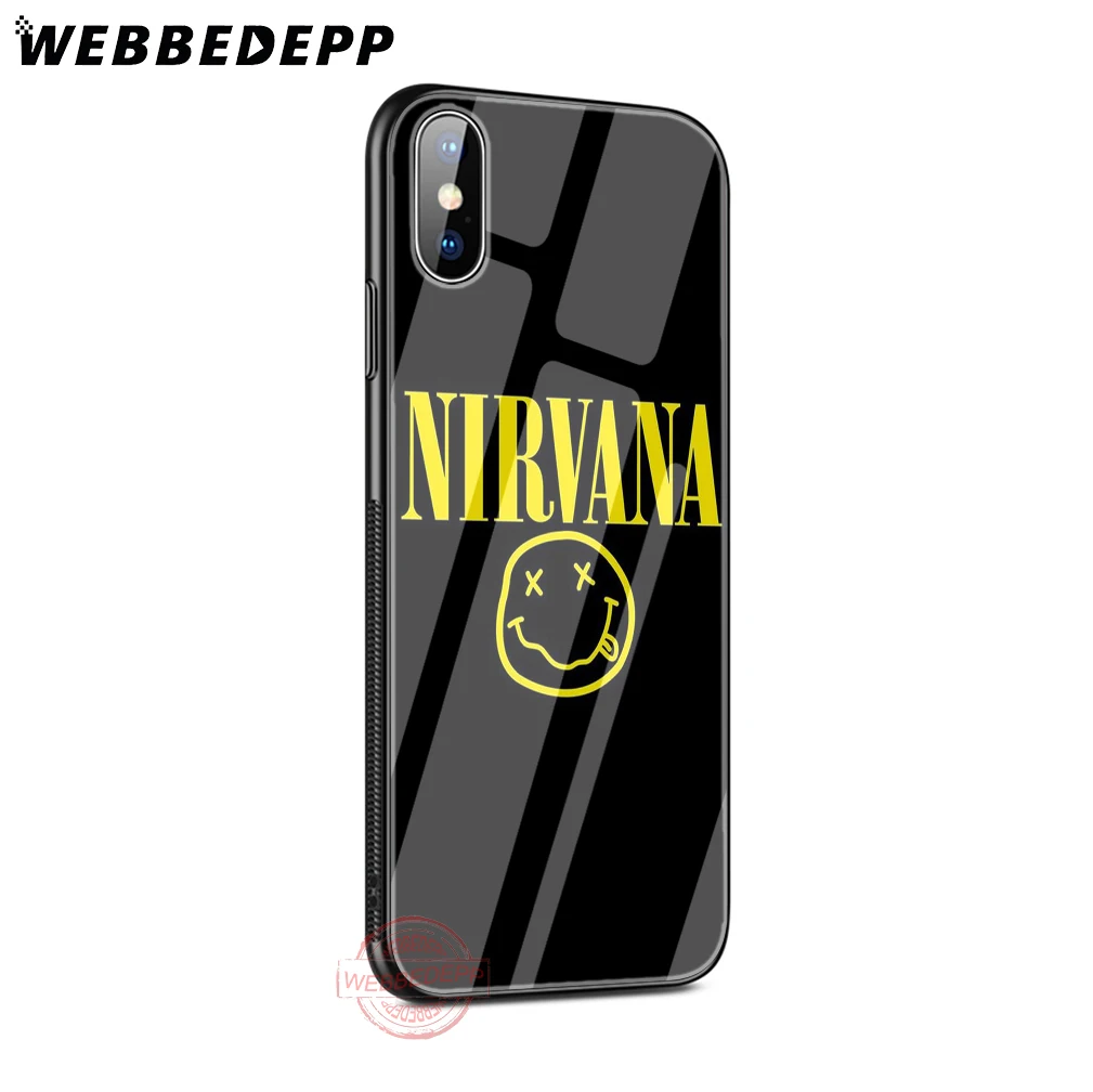 WEBBEDEPP Nirvana Курт Кобейна чехол для телефона из закаленного стекла Apple iPhone XS Max XR X 8 7 6S