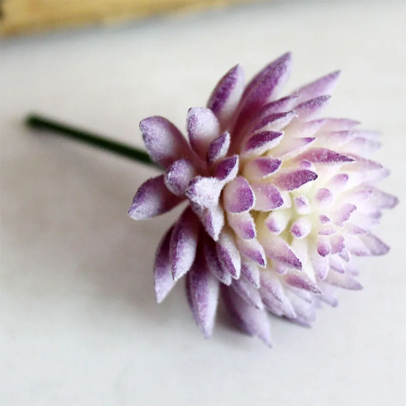 8 Charming Accessories Flocking DIY Mini Plant Plastic 1pc New Bridal Bouquet Fashion Purple Succulents Flower wall Floral - Цвет: 8
