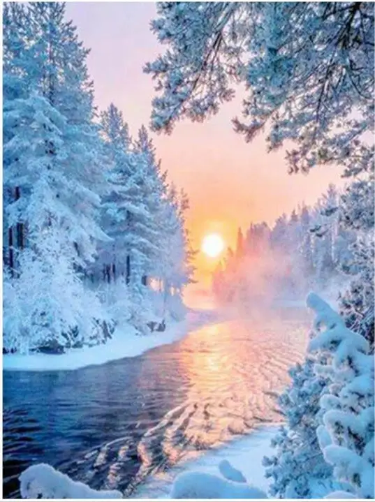 

Full Square Diamond Painting Cross Stitch Landscape 5D DIY Diamond Embroidery Mosaic Rhinestones Kits Winter Needlework