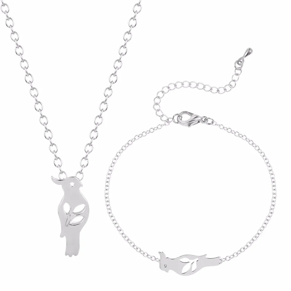 Kinitial 2 шт модное Ювелирное Украшение с изображением попугая ожерелье/браслет