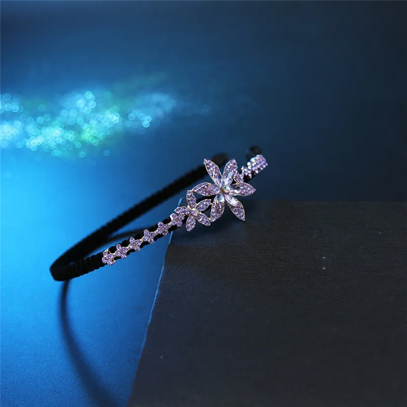 Модный обруч для волос женщин Rhinestone Flower Hair Band Lady Jewelry | Украшения и аксессуары