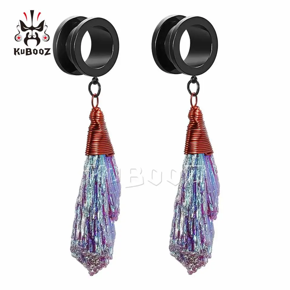 Style 1 KUBOOZ винт болтаются беруши пирсинг туннели Мода тела ювелирные изделия сталь Кристальные серьги-подвески серьги датчики расширитель для женщин подарок - Окраска металла: Style 1