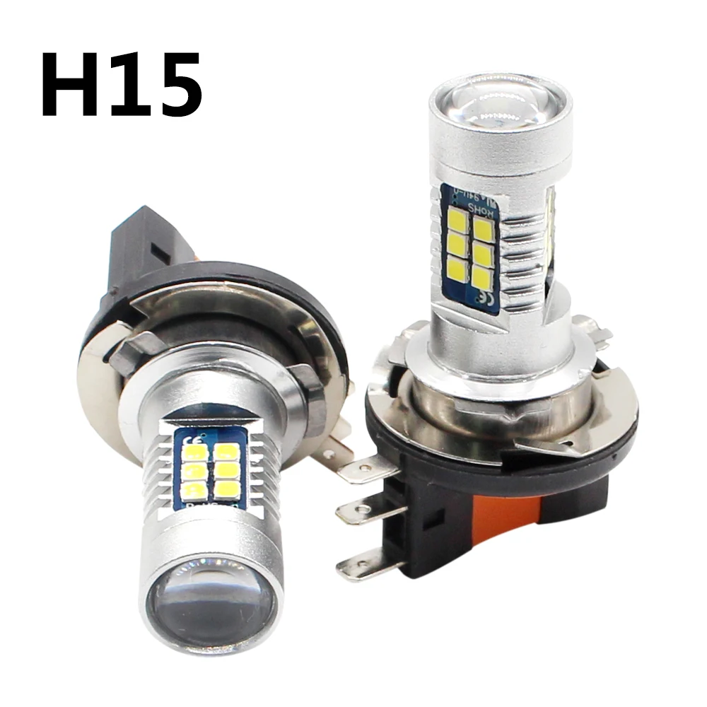 

2pcs H15 LED Car Fog Lamp 21 Chips 3030 SMD LED high power White 6000K Bulbs For Car Auto External Fog Light Headlight Lamp