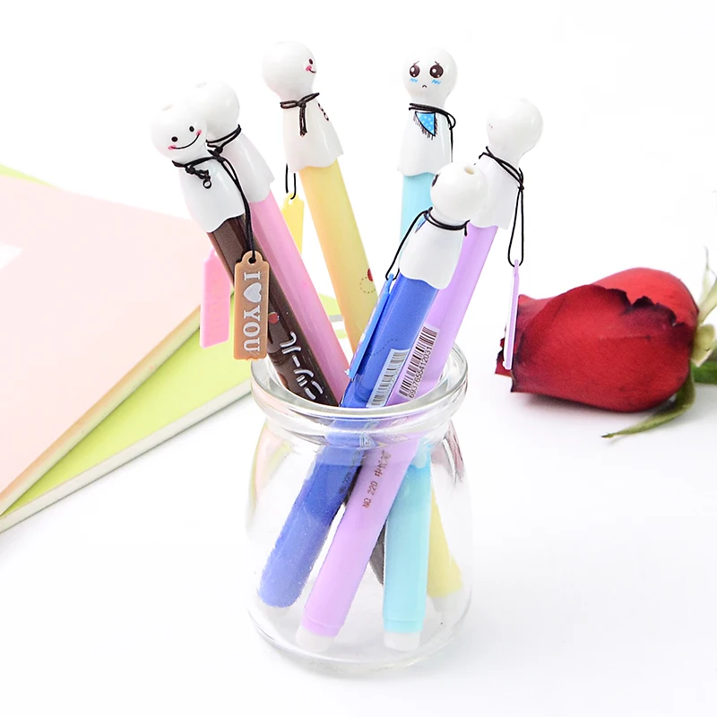 

6 pcs/lot Creative Sunny Doll Gel Pen 0.38mm Cute Signature Pen Gift For Kids Stationery School Writing Office Supplies Gift