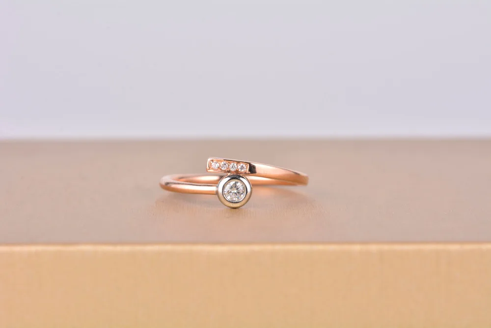 ANI 18K White Gold (AU750) Women Wedding Ring Natural Certified I-J/SI 0.081 CT Round Cut Diamond 18k Rose Valentines | Украшения и