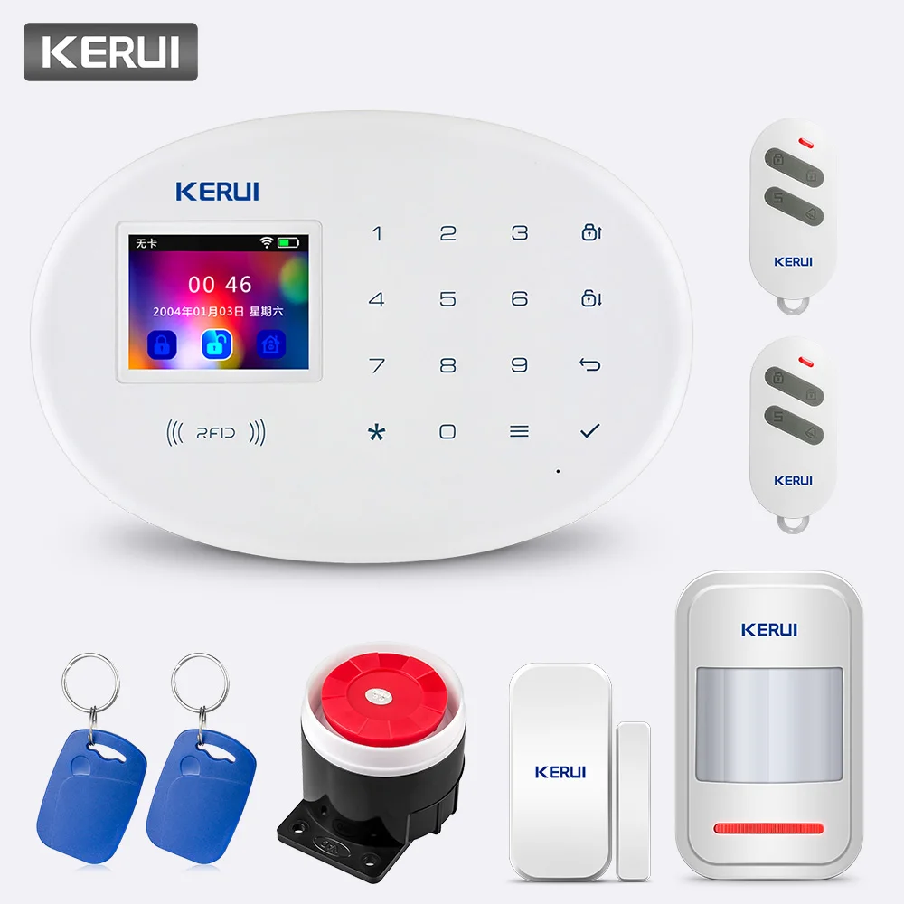 KERUI W20 Беспроводная 2,4 дюймовая сенсорная панель с управлением через приложение wifi GSM домашняя система охранной сигнализации умный Комплект охранной сигнализации
