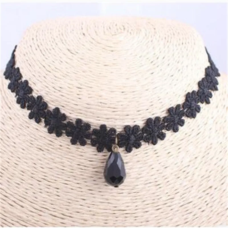 Harajuku урожай готический velvet choker кружева цветок ожерелье гот эмо воротник женщины