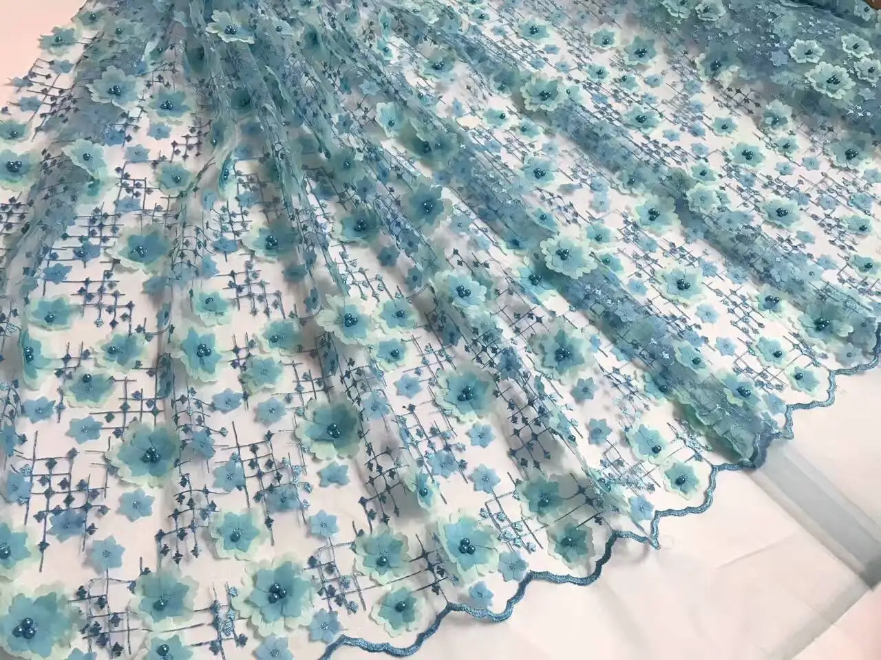 Soft Mesh Bridal Net Lace FABRIC Nice Nigerian Fabrics High-End Embroidered Beaded J1068 | Дом и сад