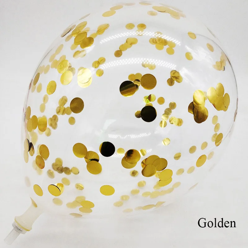 Golden 5 шт./лот золотые латексные шары 12 дюймов прозрачные воздушные шары с конфетти цвета розовое золото для свадьбы День рождения декоративные принадлежности - Цвет: Golden