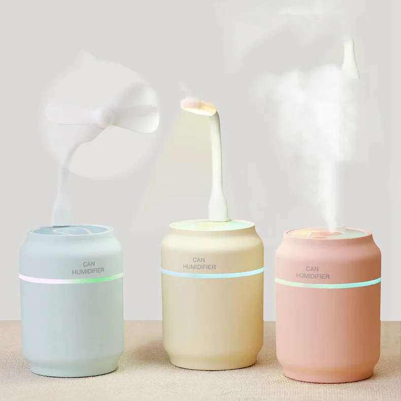 LED Creative Cans Humidifier USB Power Fan Night Light Trinity Portable Gift For Office And Bed Room | Лампы и освещение