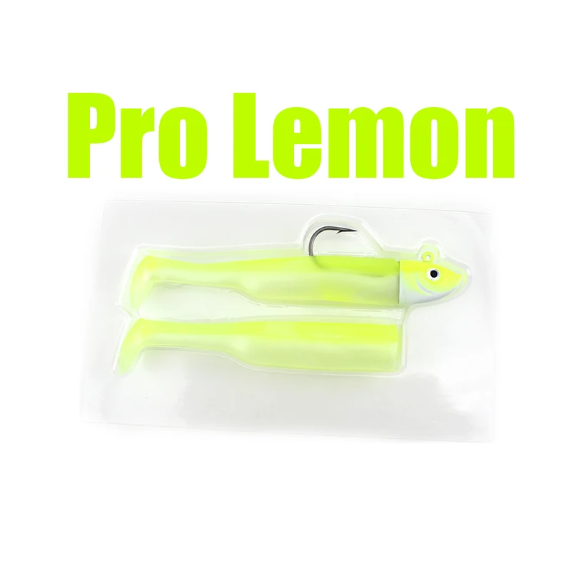 Pro Lemon 3,5 дюймов мягкая искусственная наживка для морской рыбалки, приманка для рыбной ловли, окуня, трески, рыбы, 11,5 см, рыболовные приманки, набор с 22 г, джиг-голова - Цвет: Pro Lemon
