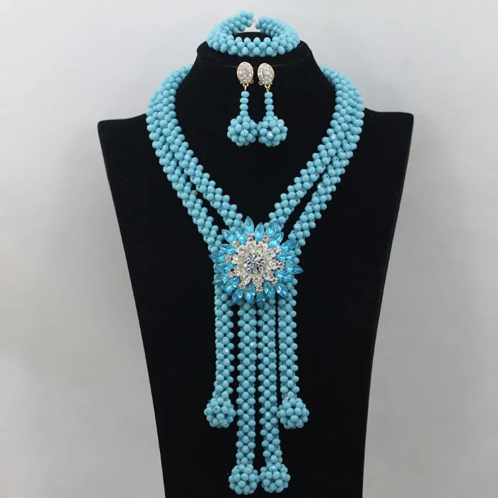 Green Crystal Beads Bridal Jewelry Sets African Costume Necklace Nigerian Wedding Set Free Shipping ABF405 | Украшения и