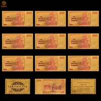 10pcslot zimbabwe currency paper 500 dollar money in 24k gold plated banknote collections and holiday gifts