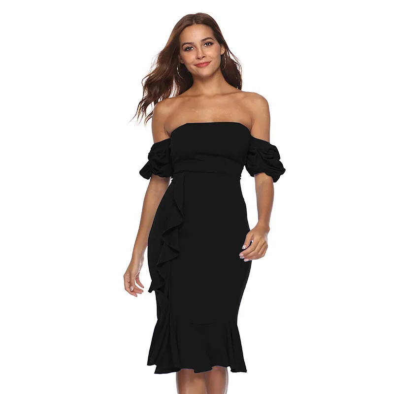 2019 Women Summer Dress Sexy &amp Club Party Night Elegant Strapless Bodycon Midi Plus Size | Женская одежда