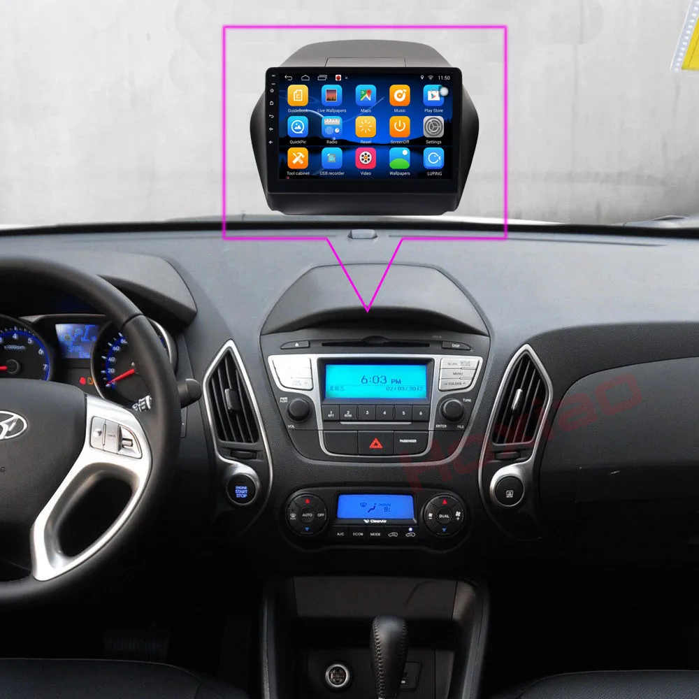 Android 2Din автомобильный DVD для Hyunda IX35 Tucson 2010- четырехъядерный 1024*600 Автомобильный Радио Видео плеер gps навигация