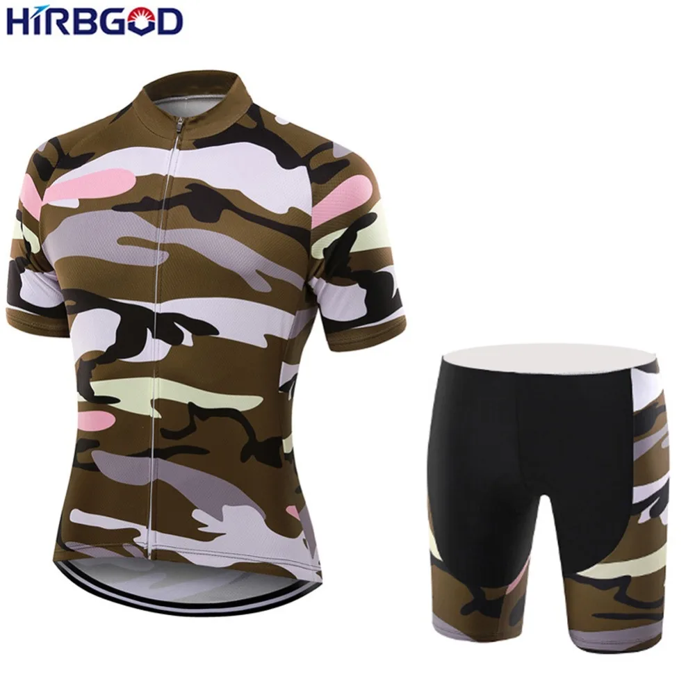 Веломайка HIRBGOD 2019 Женская камуфляжная рубашка дышащие велосипедные комплекты с