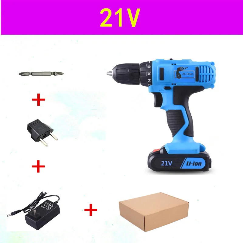 21V A XLTOWN12/16,8/21 v аккумуляторная электрическая дрель многофункциональная Перезаряжаемые литий Батарея электрическая отвертка Бытовая Мощность инструменты - Цвет: 21V A
