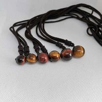 meajoe tiger eye beads ball natural stone necklace pendant transfer lucky love crystal jewelry free rope for women men