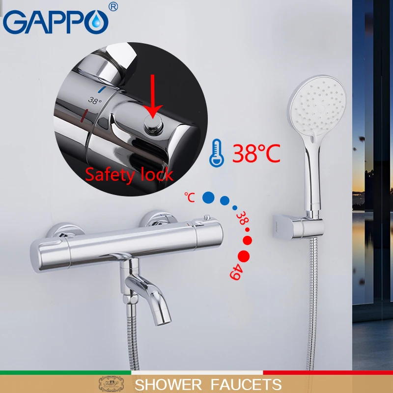 GAPPO Bathtub Faucet thermostatic mixer for bathtub bathroom brass and chrome tap wall mounted faucet bath | Обустройство дома