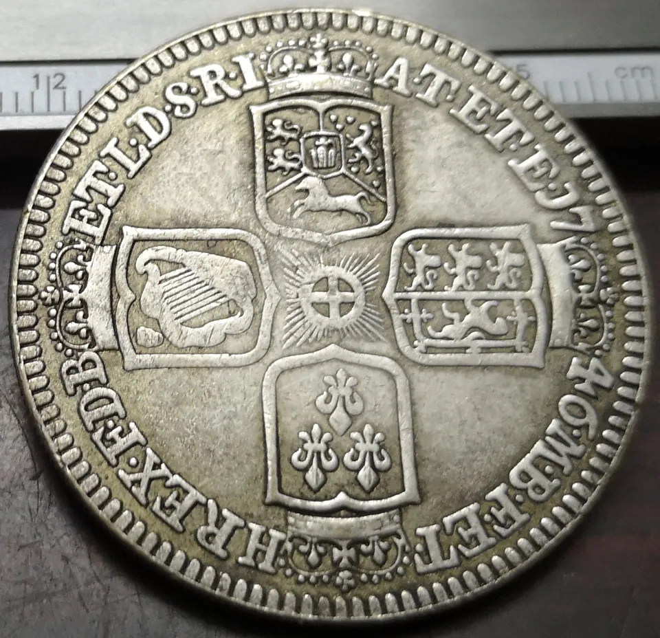 1746 Великобритания 1 Корона Джордж II Посеребренная КОПИЯ монета|Безвалютные